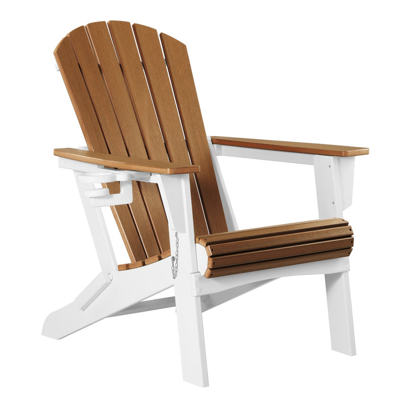 Chaise Adirondack pliante, blanc, Brun clair/blanc