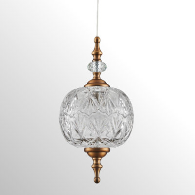 59*6.3 Antique Delicate Decorative Pattern Glass Ceiling Pendant Light