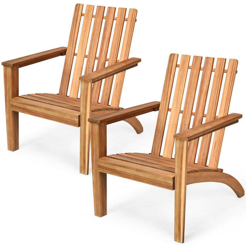 Garberville Acacia Outdoor Adirondack Chair, Natural  