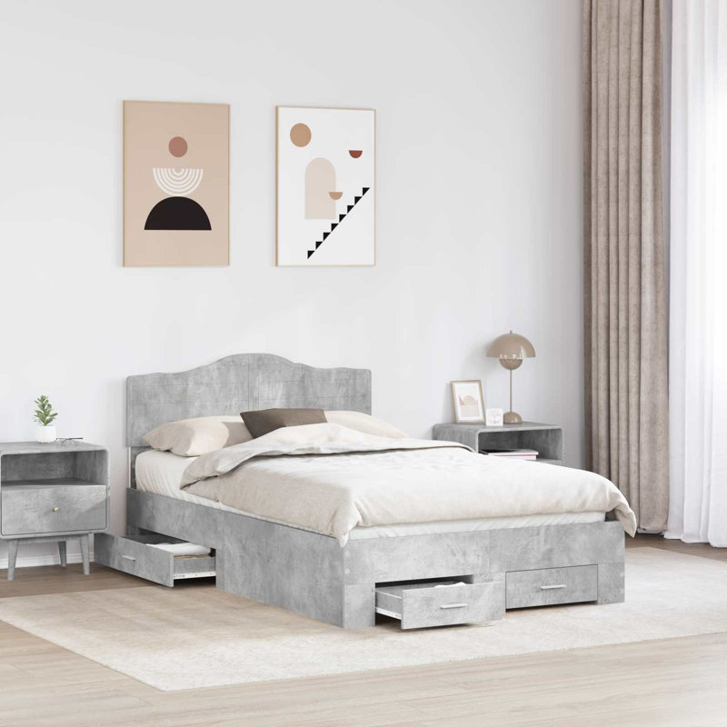 Bed Frame, Small Double (4'), Concrete Grey
