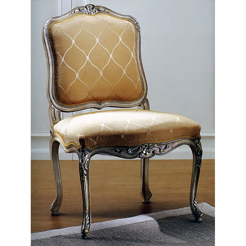 Muslin Upholstered Side Chair in Gold