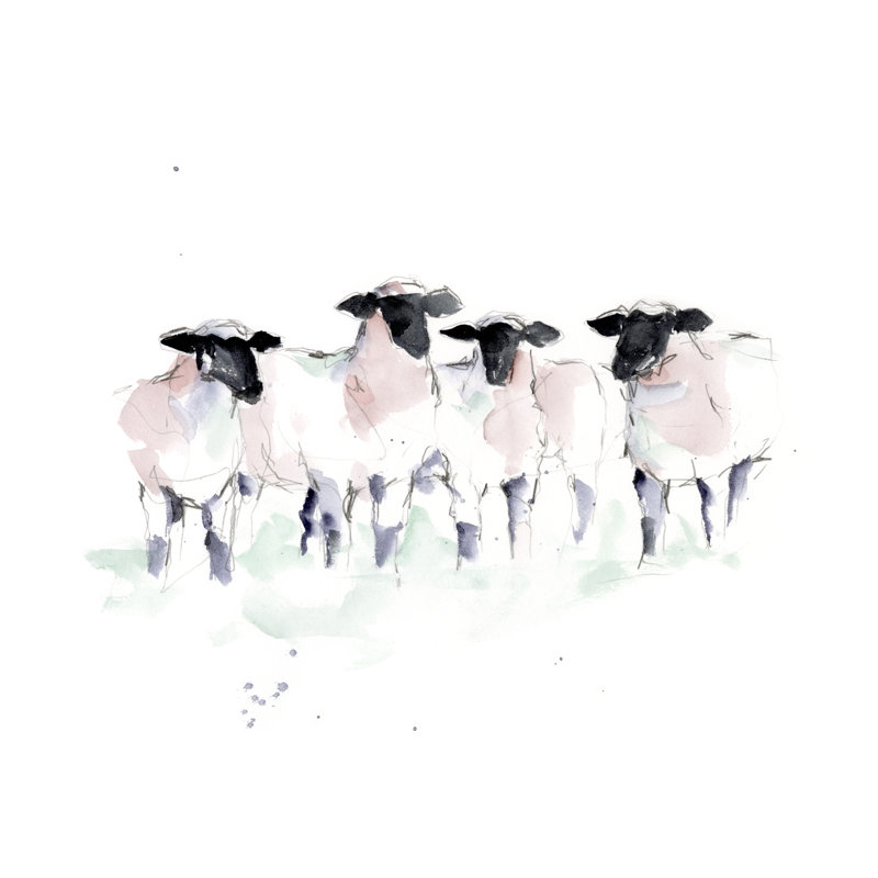 Minimalist Sheep II by Ethan Harper - Wrapped Canvas Painting, 30cm H x 46cm W