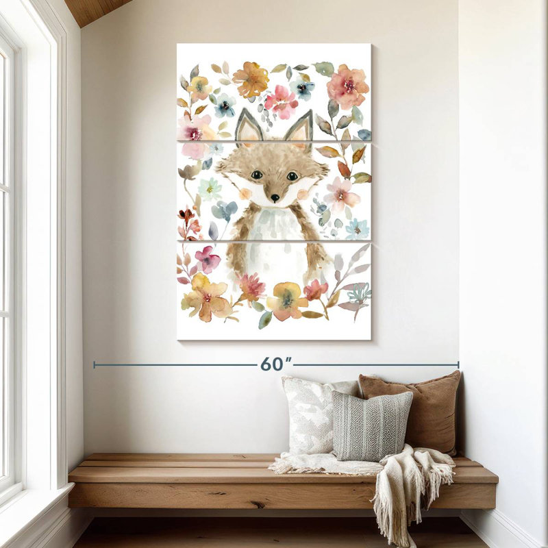 Brampt fleurs et amis renard, H 50 po x l 32 po