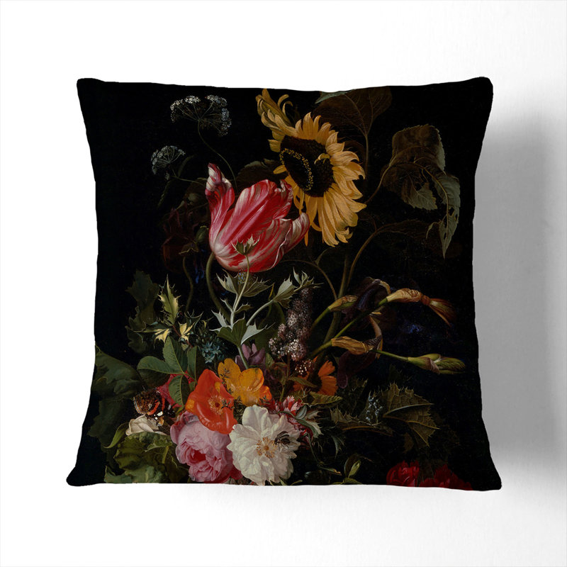 Still Life With Flowers Vol.5 Square Throw Cushion, Stone, 40cm H x 40cm W x 15cm D