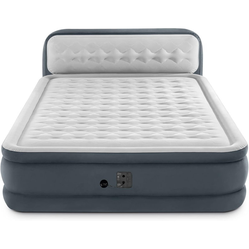 Intex Dura-Beam Deluxe Ultra Plush Headboard Queen Mattress with Built-In Pump