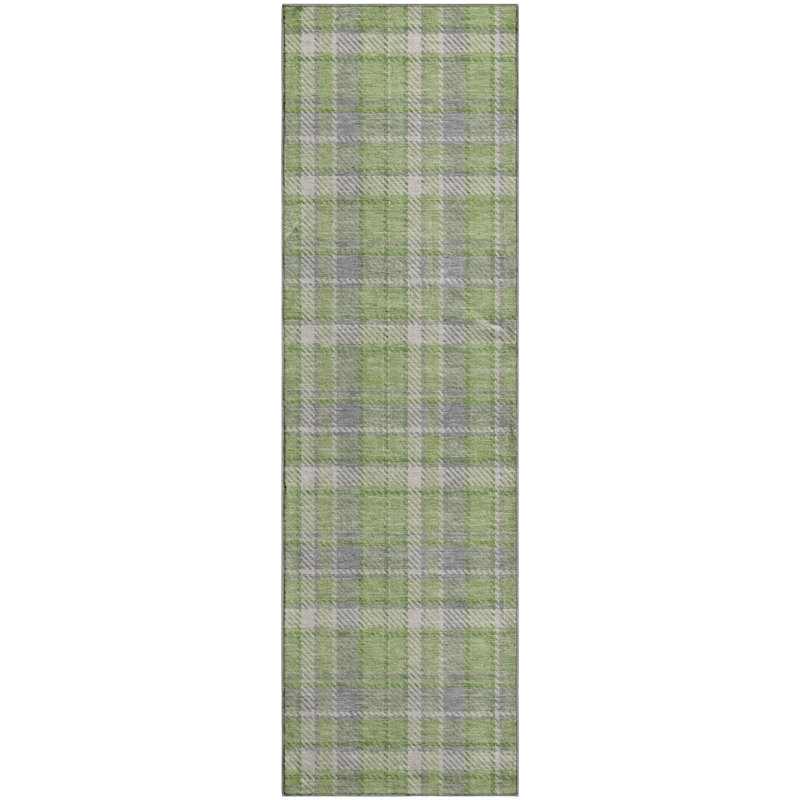 Premium Machine Washable Cerrito AMF563 Green Rug, Runner 2'3" x 7'6"