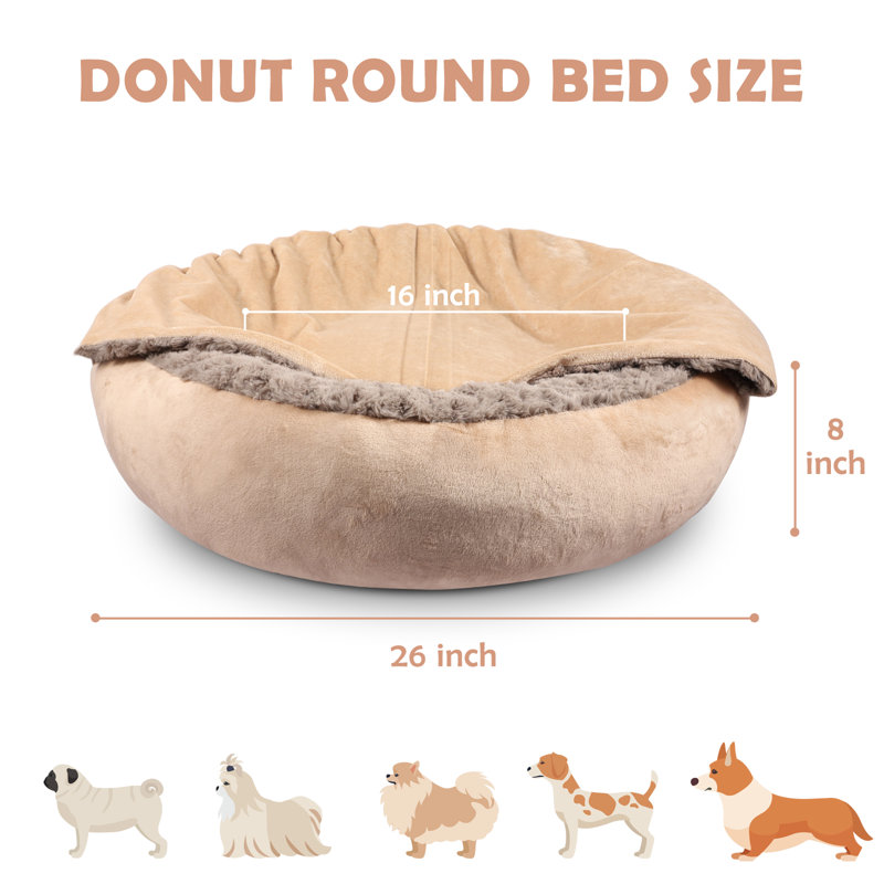  Lit pour chien JOEJoy pour petits chiens de taille moyenne, lit pour chiot Couddler Luxury Cozy, L 26 po x P 26 po x H 8 po