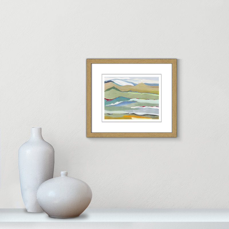 Dee Goodbye Summer on the Hills - Picture Frame Painting, Natural Wood Framed, 13" H x 15" W x 0.75" D