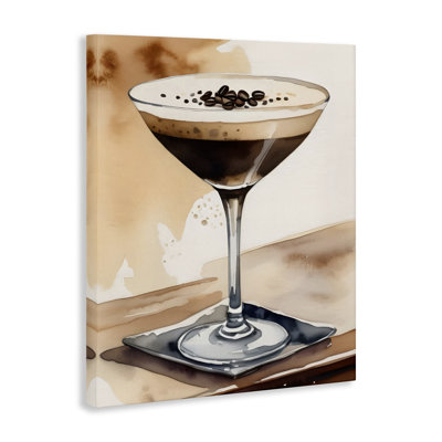 Espresso Martini Watercolor Canvas Wall Art by LSR Design Studio