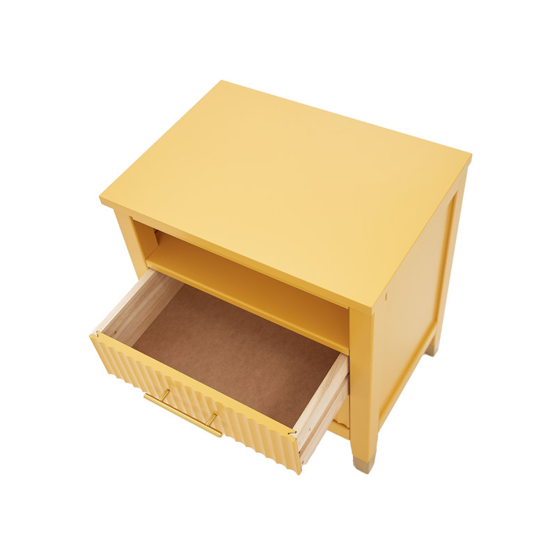 Ambyr 50cm W Solid + Manufactured Wood Bedside Table, Yellow