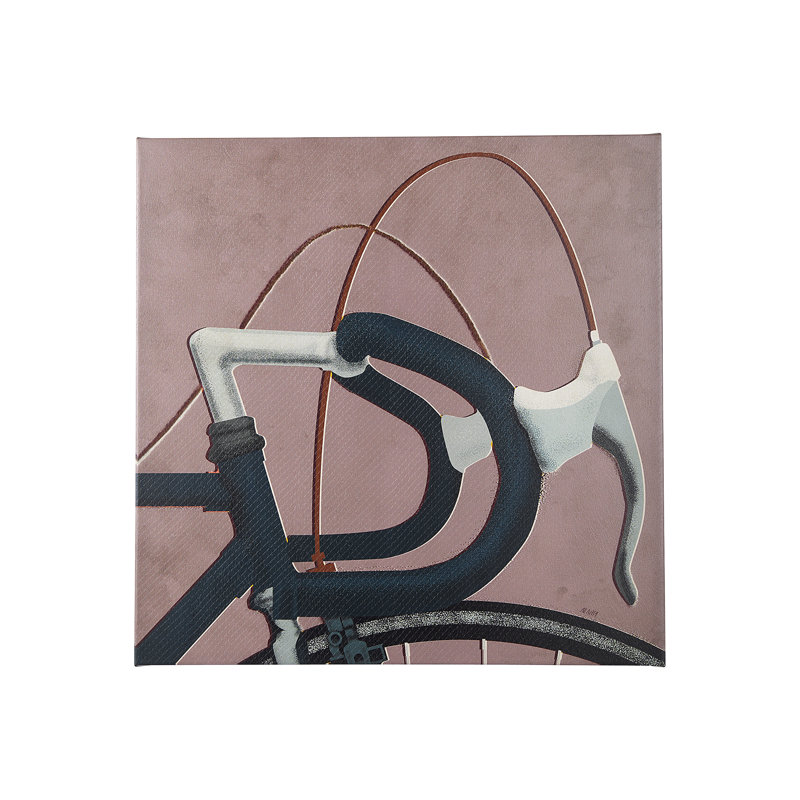 Toile texturée embellie à la main vélo, H 30 po x l 30 po x P 1,5 po
