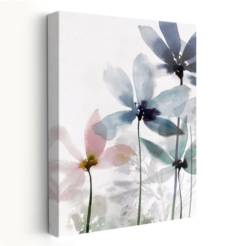 Fleurs fantaisistes II - art floral abstrait et aquarelle floral, H 24 po x l 16 po