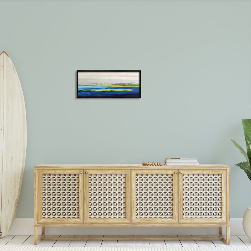 «Abstract Ocean Surface Scene Bold Layered Hues» par Stacy Gresell - peinture sur toile à cadre flottant