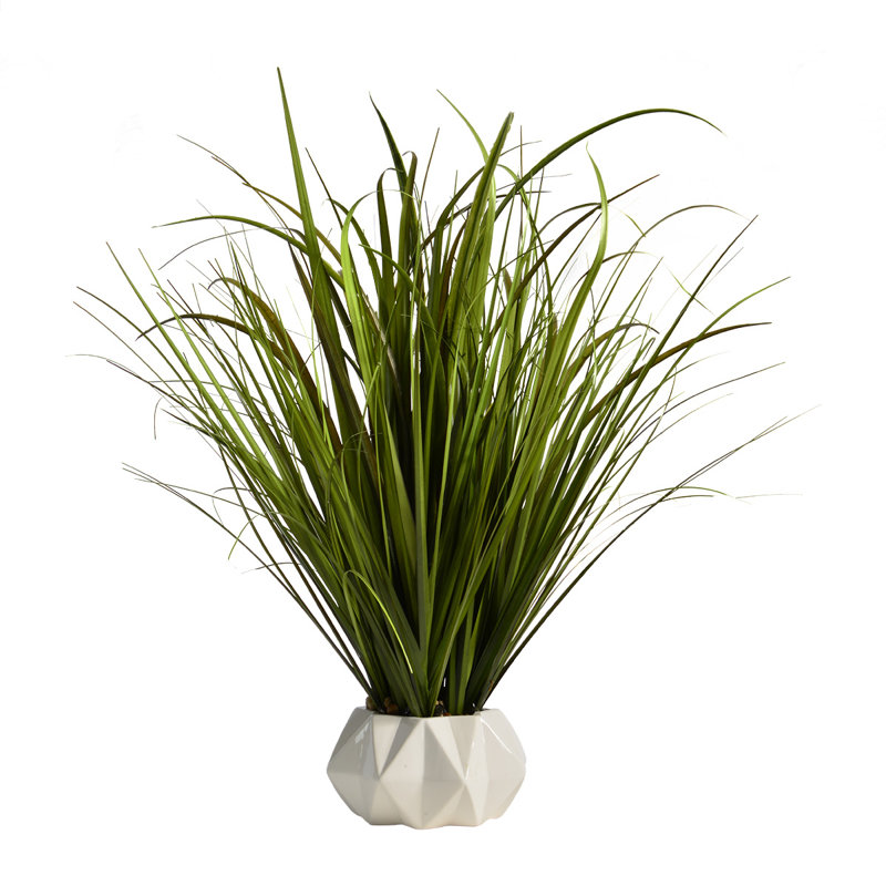 22'' Faux Onion Grass Grass in Stone Vase