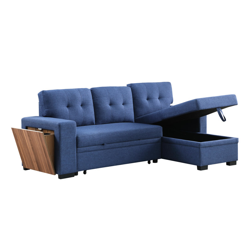 Coussin bleu à 3 coins avec jet, conception convertible de rangement, dossier à boutons, lin, doux et confortable, convient aux coins de la pièce, 92 po de largeur, 53 po de profondeur, 34,5 po de hauteur, 198,5 lb en forme de L multifonctionnel