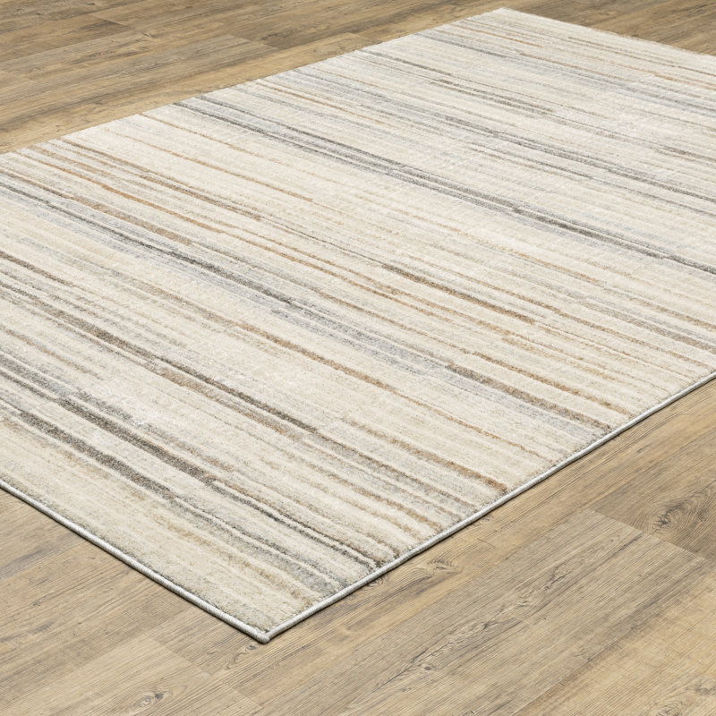 Orion Contemporary Layered Stripes Grey/Rust Area Rug, Rectangle 7'10" x 10'10"