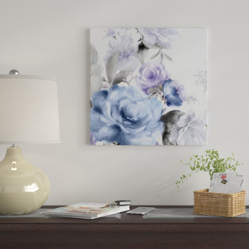 «Floral I», impression sur toile, H 12 po x l 12 po x P 0,75 po, Toile tendue, Pas de tapis