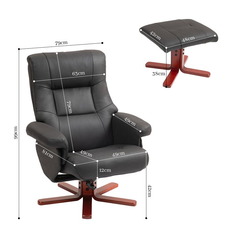 Hymera 79cm Wide Ergonomic Recliner, Black
