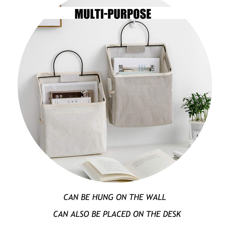 2 sacs de rangement muraux, panier de rangement en coton