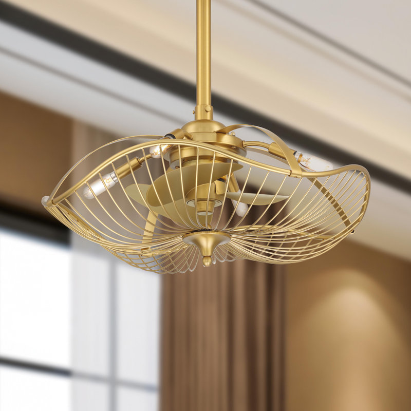 Ventilateur de plafond à 3 pales de 22 po avec ensemble d'éclairage inclus Akoni, Argent