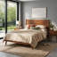 Lit plateforme en bois d'acacia massif brun pour matelas de grande taille, style Mid-Century moderne pour la chambre à coucher