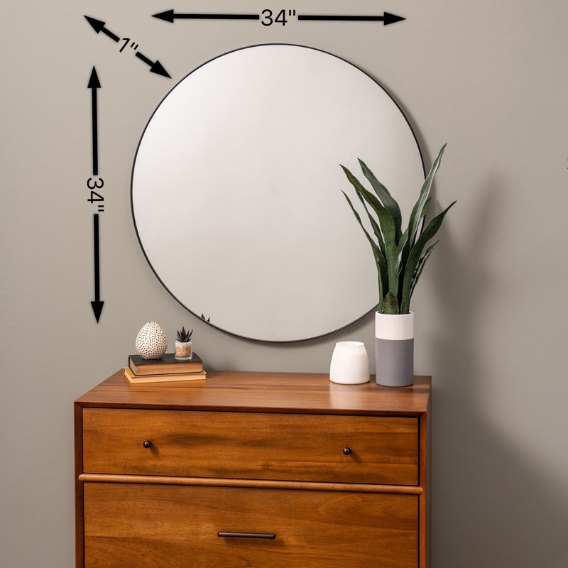 Franco Round Mirror, Matte Black, 34" x 34"