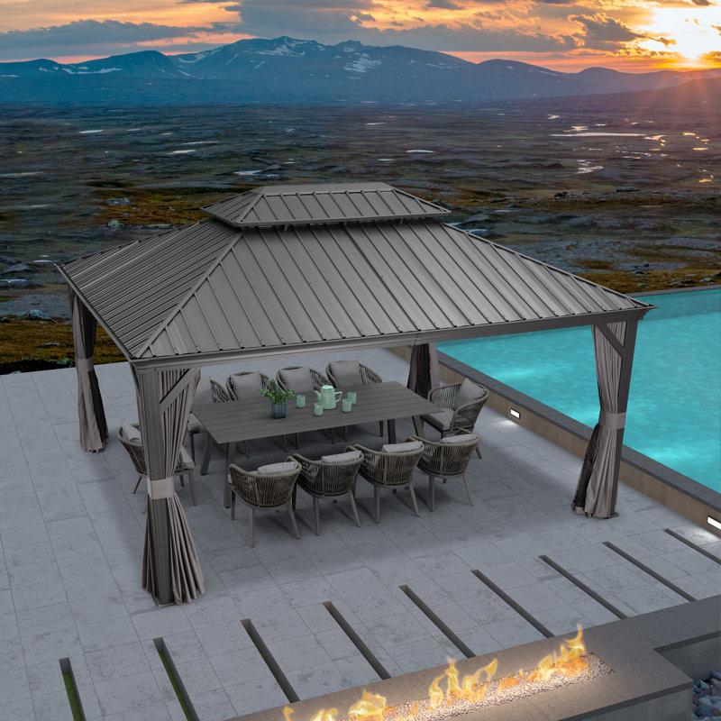 Aluminium Patio Gazebo, 4.9m x 3.7m