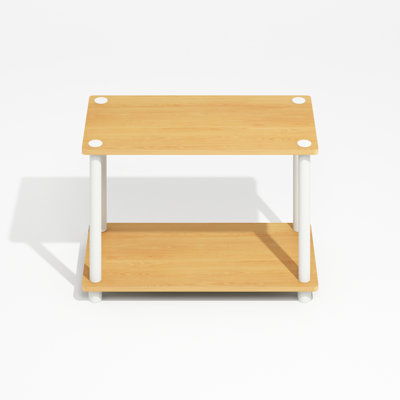 Creekside 2-Tier No Tools Tube Shelf/End Table, Light Beech/White
