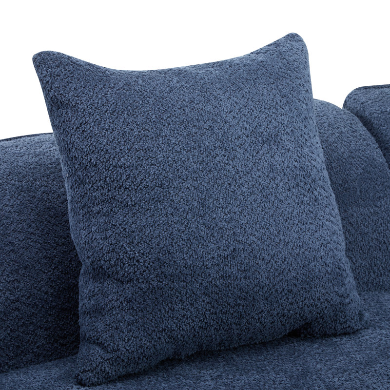 Hession 126" Modern Compression Curved Sectional Sofa, Navy Blue Polyester