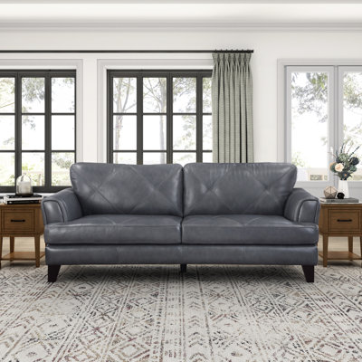 Nico 88" Genuine Top Grain Leather Square Arm Sofa by Wildon Home
