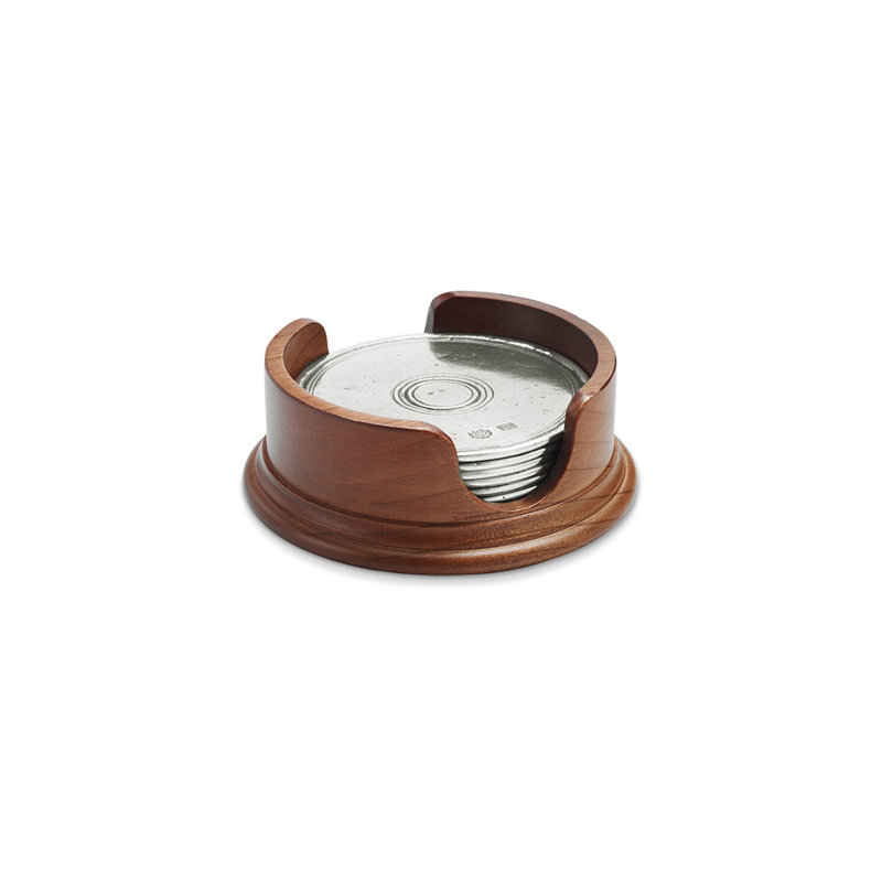 Round Coasters with Wood Base, Set/6