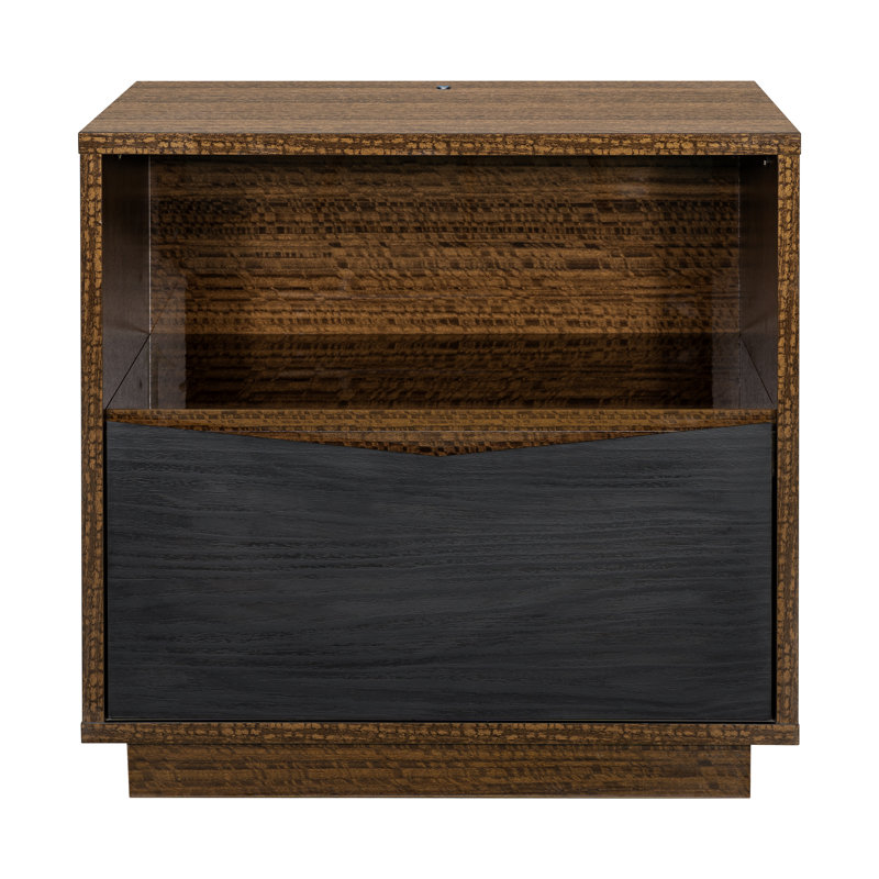 Kayner 1-Drawer Nightstand With LED Lights - Charcoal