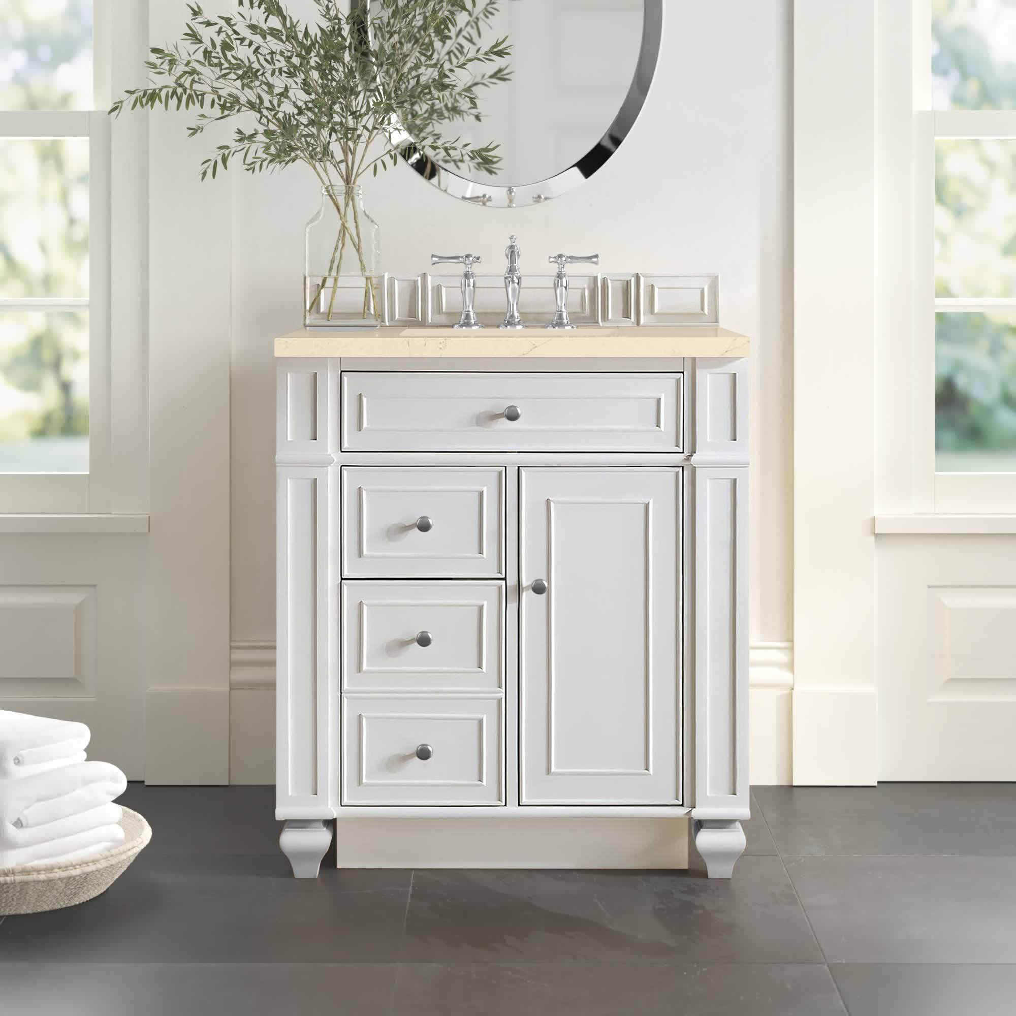 Bristol 30'' W Single Vanity, Ethereal Noctis, 8" Widespread, Bright White