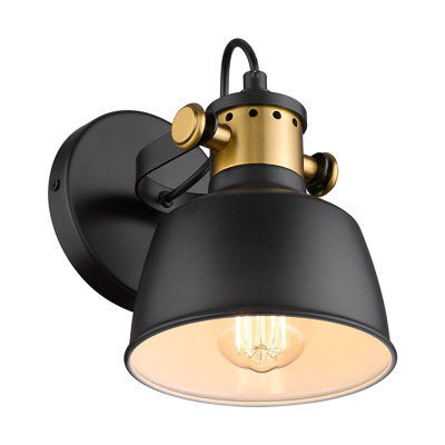 1 - Light Dimmable Black Armed Sconce