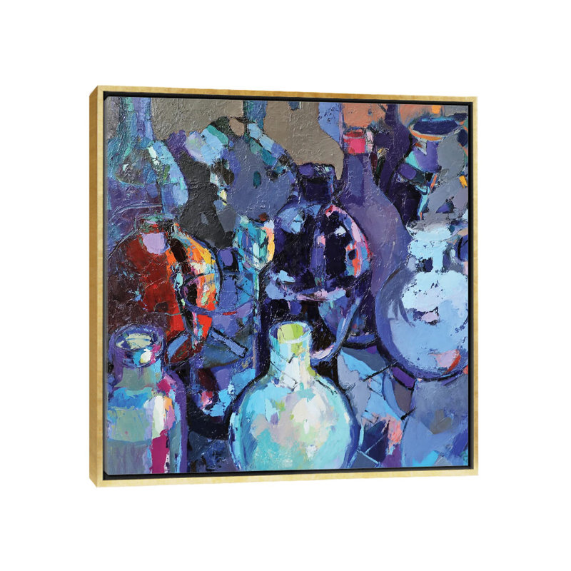 Bleu marine - reproduction d'art murale - toile encadrée, Toile à cadre flottant sans passe-partout, H 18 po x l 18 po, Doré
