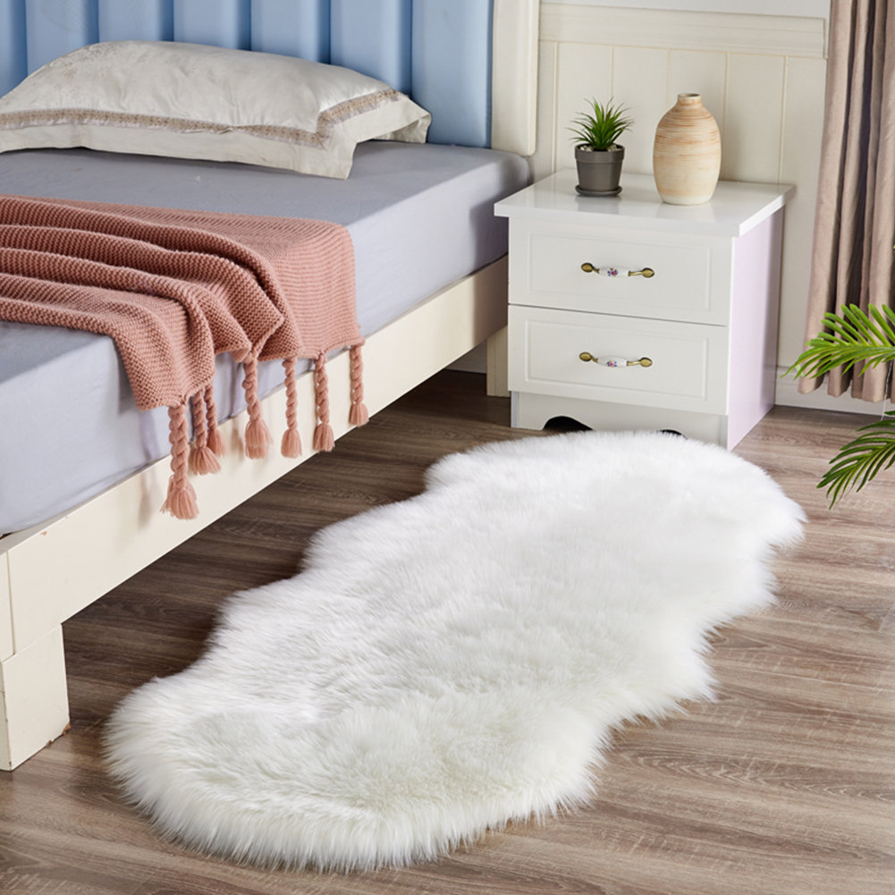 Solid Colour Faux Sheepskin 60cm X 150cm Area Rug