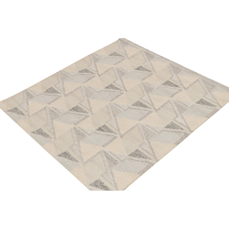 Scandinavian Wool Geometric Area Rug, Recatangle 12' x 15'
