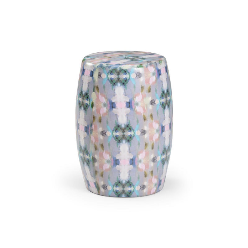 Indigo Girl Ceramic Garden Seat with Abstract Pattern