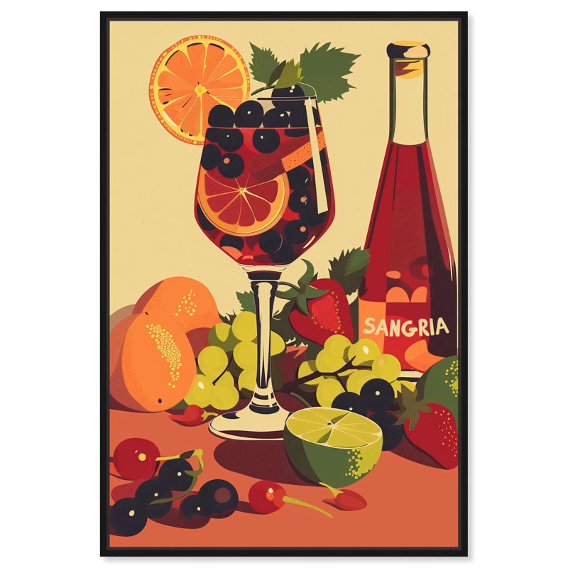 Sangria Drink Canvas by Art Remedy, Black, 16" H x 11" W, Floater Frame