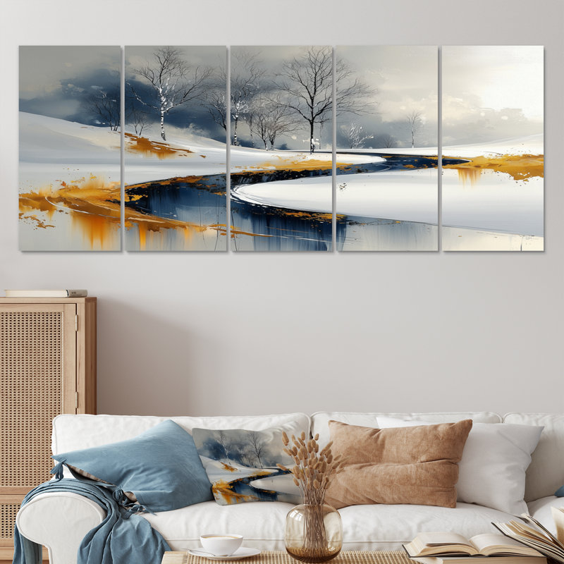 «Gold Frosted Morning I», ensemble d'art mural de Noël, H 28 po x l 60 po