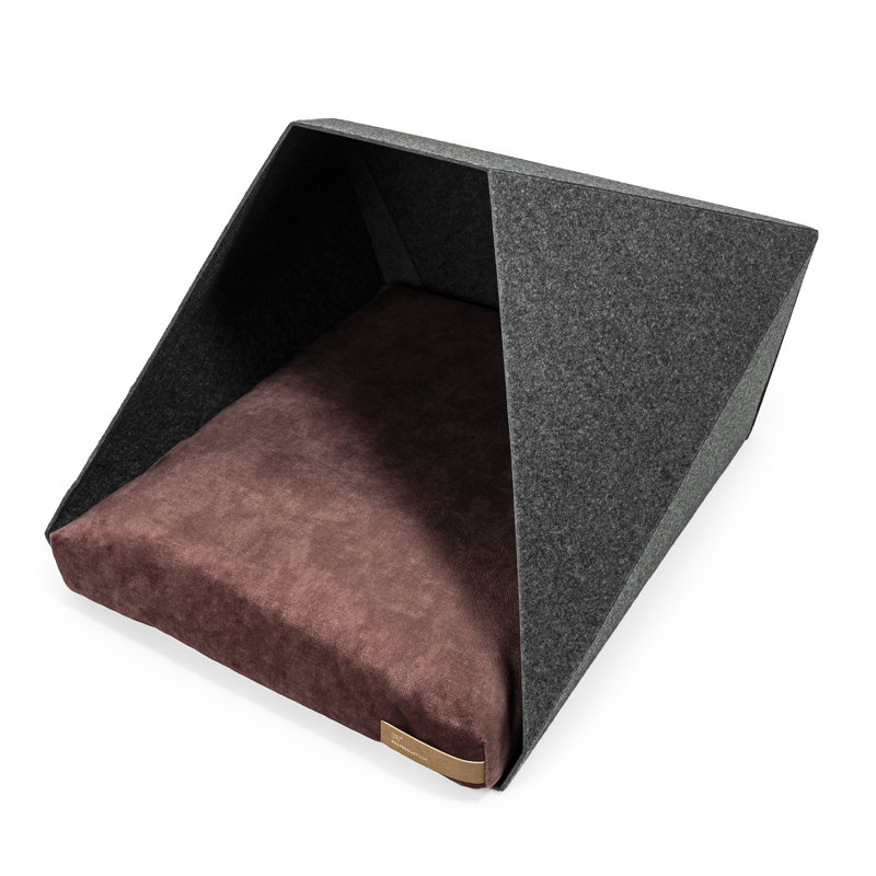 Polyester Pet Bed, Dark Grey/Red