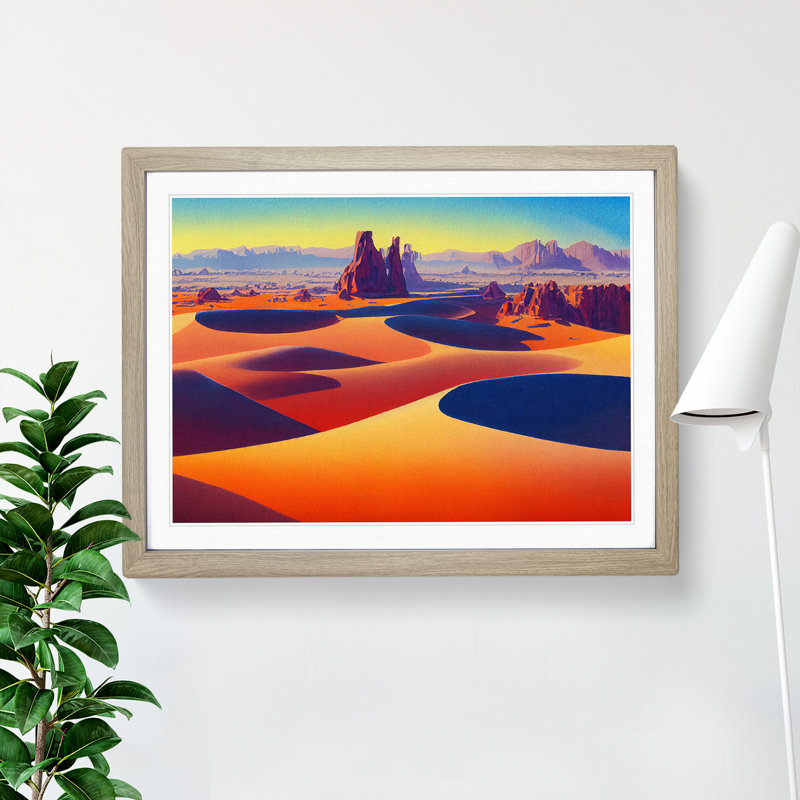 Desert View Vol.2 1 Piece Single Picture Frame Painting, 34cm H x 46cm W x 2cm D, Oak