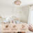 Cage Shaped Wooden Bead Flat Hanging Lamp Ceiling Fan