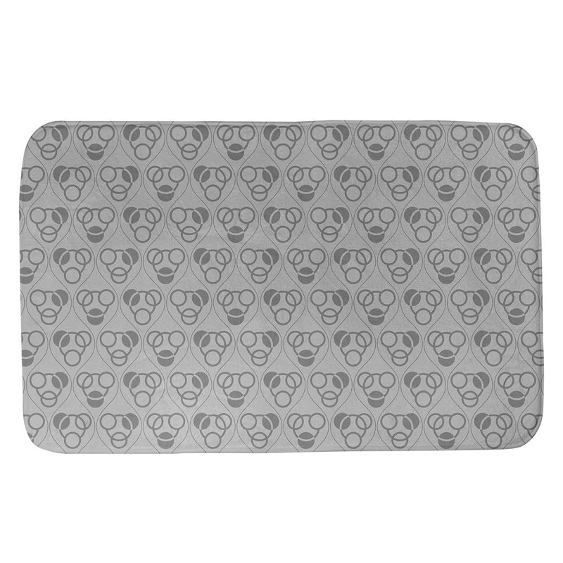 Tapis de bain géométrique rectangulaire antidérapant Circles Waves, l 17 po x L 24 po, gris