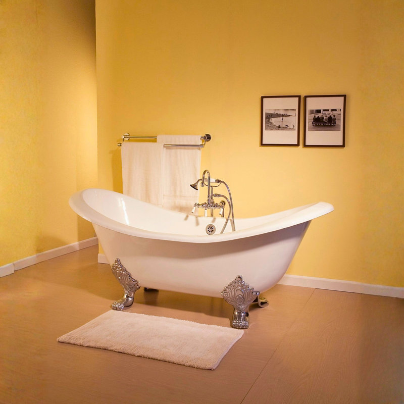 Ensemble de baignoire autoportante pour pieds avec arrêts, Nickel poli