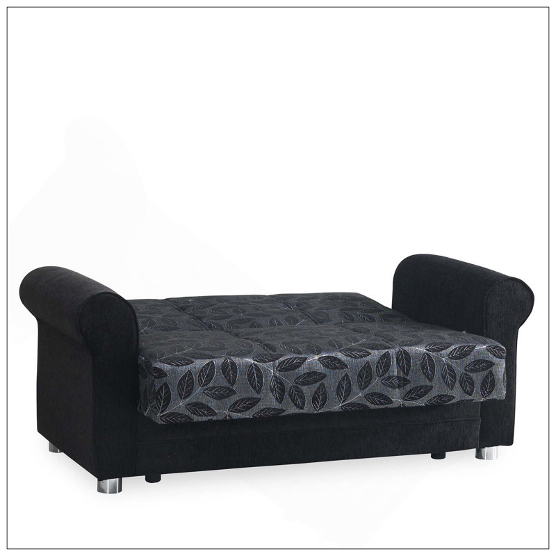 Causeuse convertible rembourrée avec rangement, Noir / gris métallique