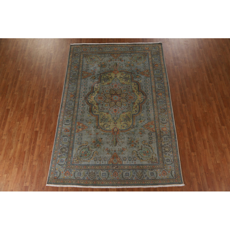 One-of-a-Kind 7'6" X 10'9" 1960s Wool Area Rug in Grey