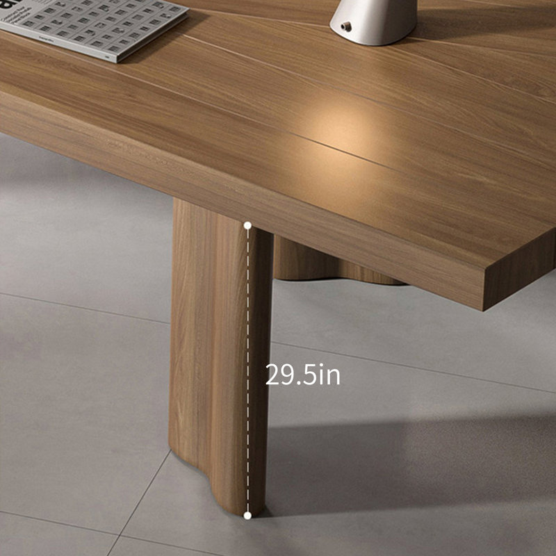 Bureau abstrait en bois de pin brun massif
