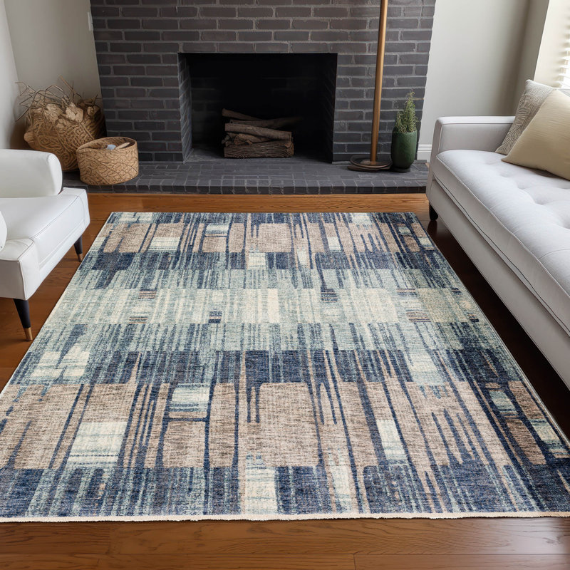 Mraz NA11 Navy Rug, Rectangle 7'10" x 10'
