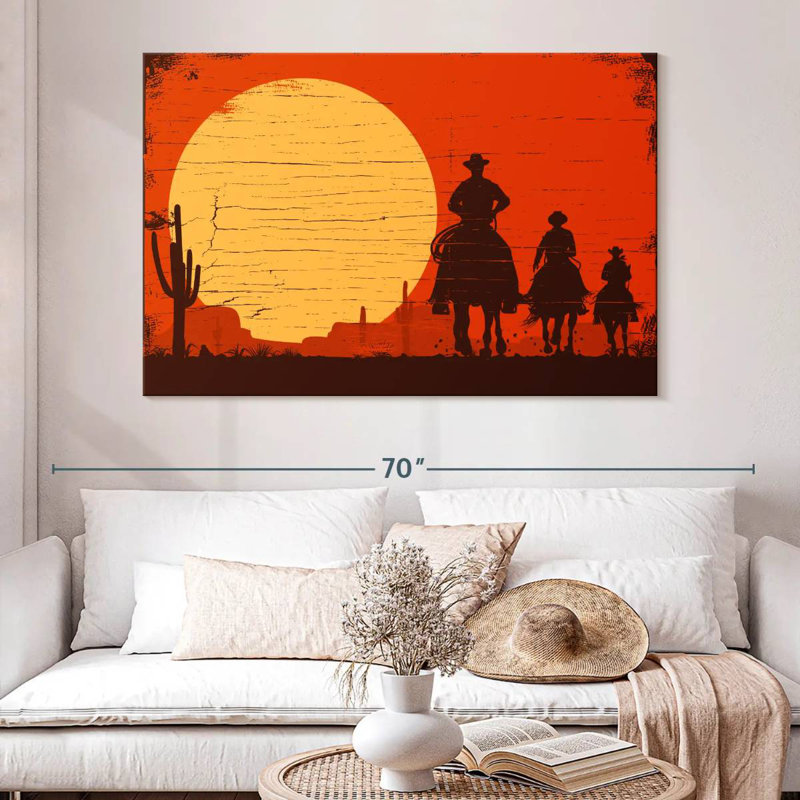 Lelar Cowboys Riding In The Desert, 34" H x 51" W